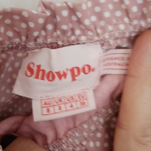 Showpo maxi dress blush polka dot off the shoulder peasant party romantic size 4 - Picture 4 of 12